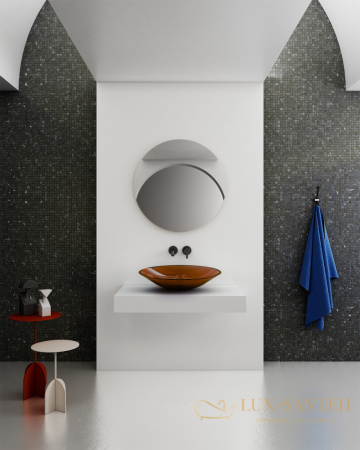 раковина накладная прозрачная abber kristall at2812opal, 53,5х42,5 см, коричневый