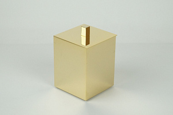 баночка surya metall 6226/go для гигиенических принадлежностей с крышкой 7х7х9 см, золото