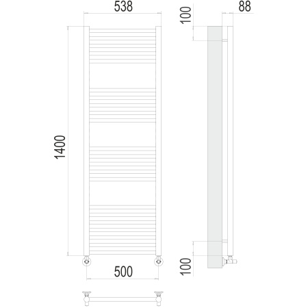 полотенцесушитель водяной terminus альба 4670078530479 п22 500x1400