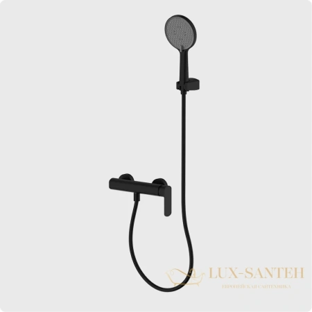 смеситель для  душа aquame monza aqm6313mb, с душевым набором, черный матовый