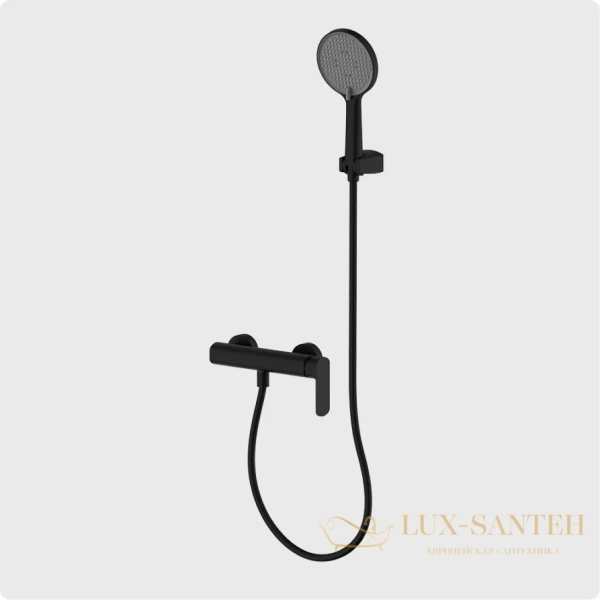 смеситель для  душа aquame monza aqm6313mb, с душевым набором, черный матовый