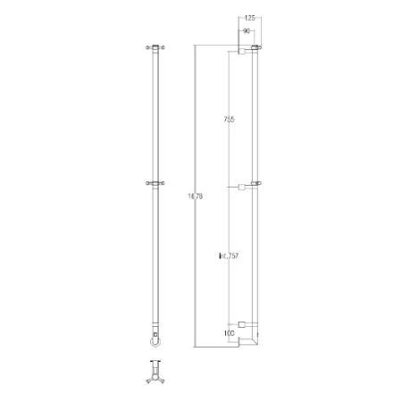 полотенцесушитель электрический margaroli arcobaleno 616 616xbbn-1650, высота 165 см, ширина 7.4 см, никель шлифованный