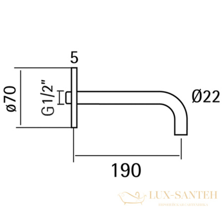 излив для ванны 190 мм, cisal xion xi000240d1, нержавеющая сталь