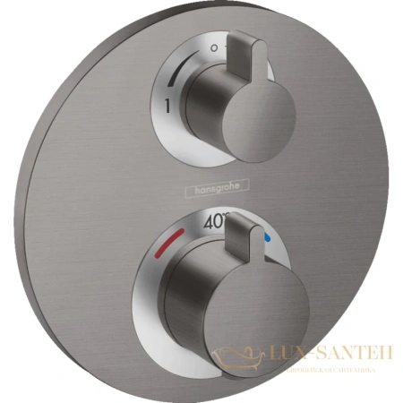 термостат hansgrohe ecostat s с запорным/переключающим вентилем ecostat s скрытый монтаж 15758340, шлифованный черный хром