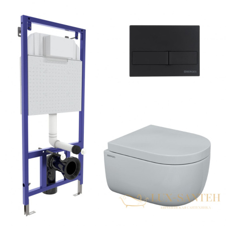 комплект berges 043232: подвесной унитаз ego с системой инсталляции novum 525 и панелью смыва, черный матовый