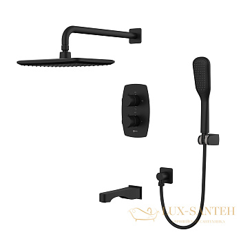 душевая система встраиваемая термостатическая для ванны lemark ursus lm7242bl, черный матовый