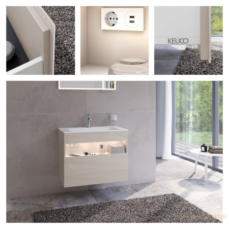 тумба под умывальник keuco stageline, 32862180100, 800x625x490 мм, к/ф: кашемир (ламинир. матовый)/кашемир глянцевый (стекло)