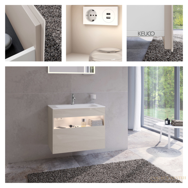 тумба под умывальник keuco stageline, 32862180100, 800x625x490 мм, к/ф: кашемир (ламинир. матовый)/кашемир глянцевый (стекло)