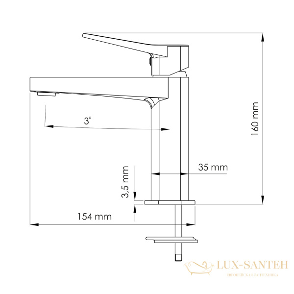 смеситель для раковины wasserkraft bever 2403, черный матовый