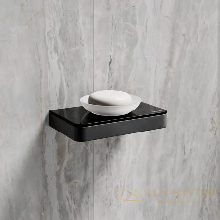 мыльница lemark glass line 9742039 с держателем, черный матовый/черное стекло