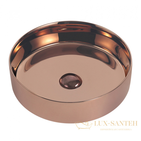 раковина накладная abber bequem ac2109rg, 40х40 см, розовое золото глянцевый 