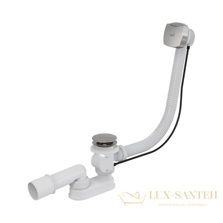 alcaplast сифон для ванны автомат комплект хромированный пластик/пластик длина 57 см a51crm