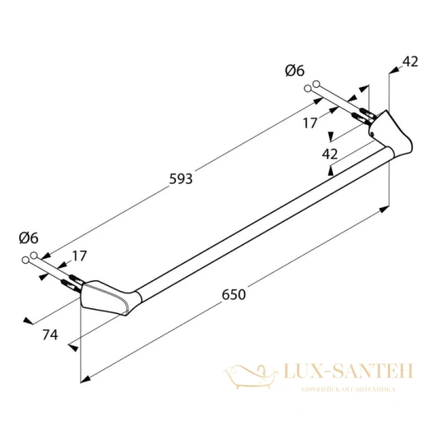 полотенцедержатель kludi ambienta 5398005 65 см, хром