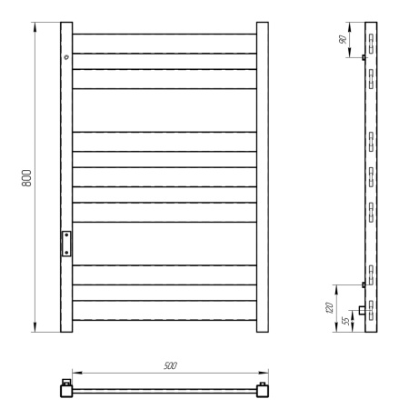 полотенцесушитель с/т laris гефест чкч п7 500/800 левый тэн черный матовый 73207616 ru