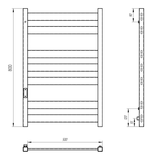 полотенцесушитель с/т laris гефест чкч п7 500/800 левый тэн черный матовый 73207616 ru