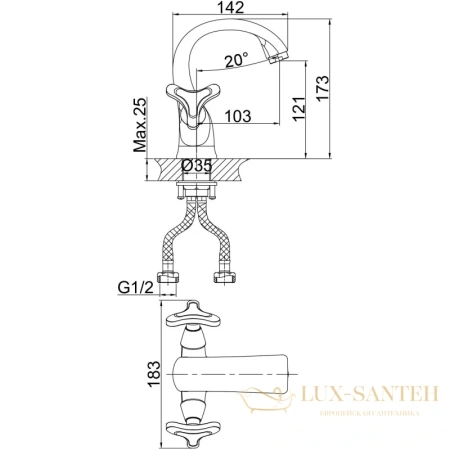 смеситель для раковины d&k hessen.goethe da1382141, хром