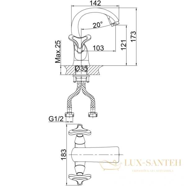 смеситель для раковины d&k hessen.goethe da1382141, хром