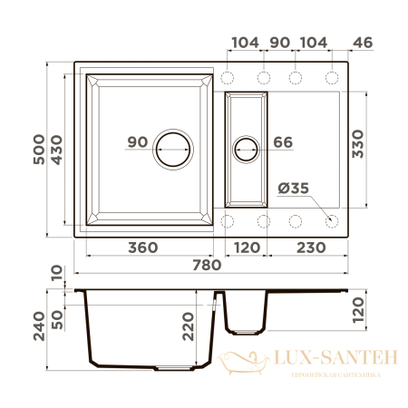 кухонная мойка omoikiri sakaime 78-2-ch tetogranit х шампань, 4993237