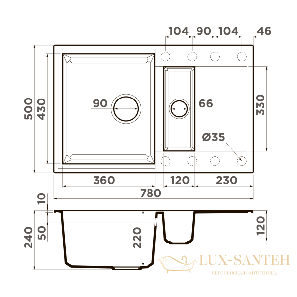 кухонная мойка omoikiri sakaime 78-2-ch tetogranit х шампань, 4993237