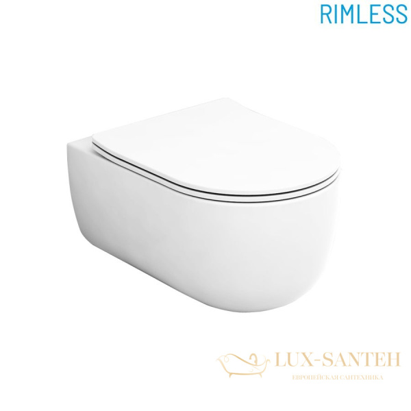 подвесной безободковый унитаз olympia milady milset03 с сиденьем микролифт, серый матовый