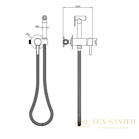 гигиенический душ со встроенным смесителем milacio ultra mcu.850.gd, золото брашированное