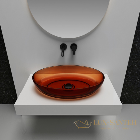 раковина накладная прозрачная abber kristall at2801opal, 60х40 см, коричневый