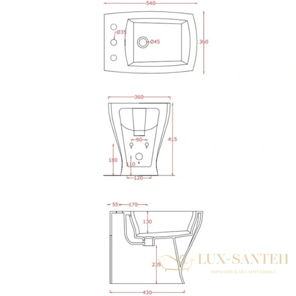 биде artceram jazz jzb002 01 00*1 напольное, белый