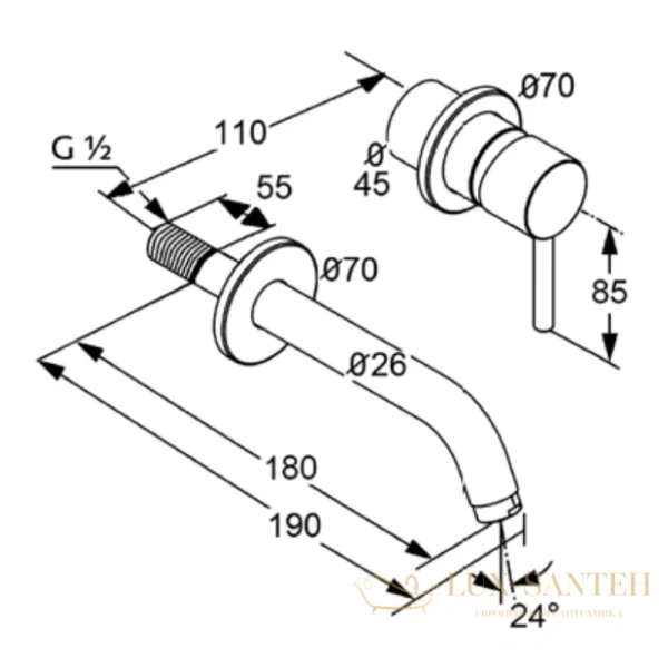 смеситель kludi bozz black 382443976 для раковины, встраиваемый, черный матовый 