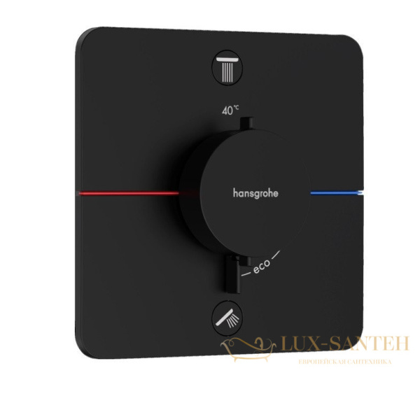 термостат для душа встраиваемый hansgrohe showerselect comfort q, 15583670, на 2 выхода,  черный матовый