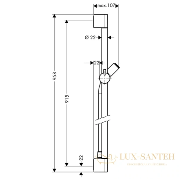 штанга для душа 90 см hansgrohe croma 100 27610000