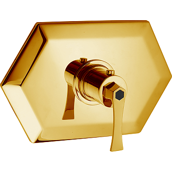 cisal cherie, cf0072007c, внешняя часть встраиваемого термостатического смесителя для душа, цвет золото х черный