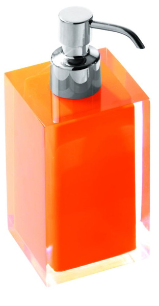 дозатор gedy rainbow ra81(67) настольный с загнутой металлической помпой, хром-оранжевый