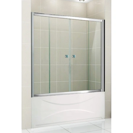 шторка для ванны cezares pratico-vf-2 pratico-vf-2-150/140-p-cr 150 см, стекло текстурное