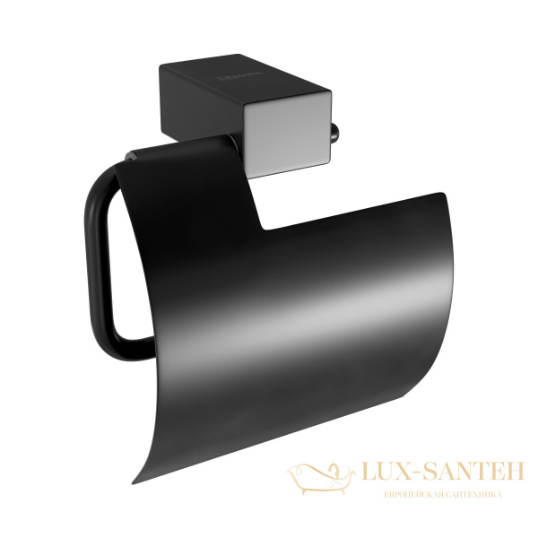 держатель для туалетной бумаги lemark smooth line 9722011 с крышкой, черный матовый