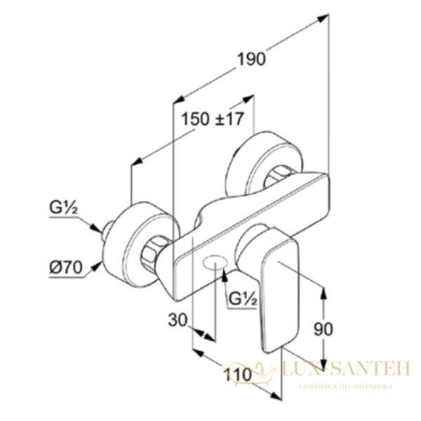 смеситель kludi pure&style 408410575 для душа, хром