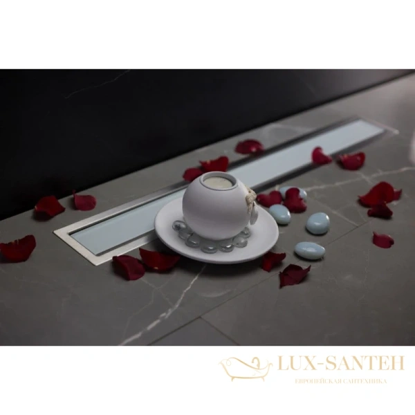 душевой канал bettoserb confluo premium white glass line 13000283 650 мм, матовый хром, матовый хром/белый глянец