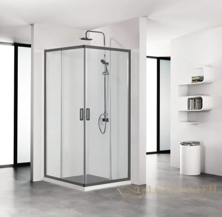 душевой уголок aquatek aq ari kv09020bl квадратный, двери раздвижные 900x900x2000 профиль черный, стекло прозрачное