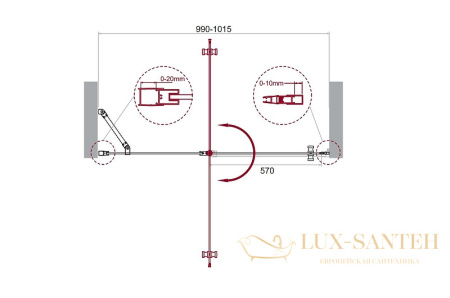 душевая дверь belbagno etna etna-b-12-60/40-c-cr-90 100 см профиль хром, стекло прозрачное 