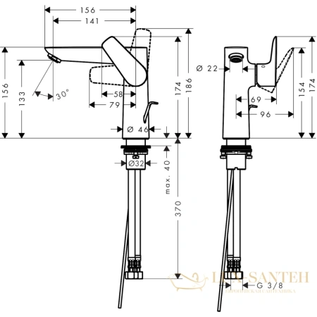 смеситель для раковины hansgrohe talis e 71754670