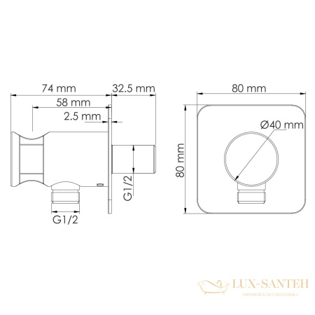 гигиенический душ  со встраиваемым смесителем wasserkraft fulda a5251.302.241.212, черный матовый
