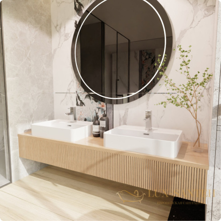 раковина накладная aquame aqm5004, 590*430 мм, 1 отверстие под смеситель, белый глянцевый