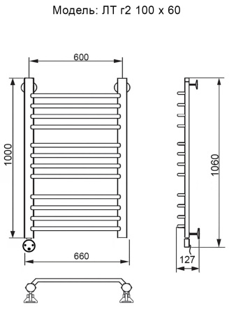 полотенцесушитель электрический ника trapezium лт (г2) 100/60 левый тэн, цвет хром
