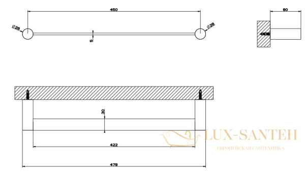 полотенцедержатель gessi 316 accessories 54800.299 45 см, black xl