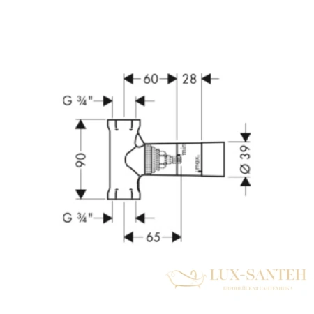 скрытая часть запорного вентиля hansgrohe 15970180 (шпиндельная) 3/4