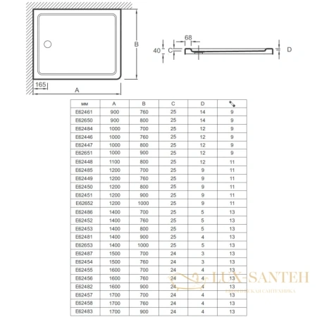 душевой поддон jacob delafon flight e62651-f-00 из литого мрамора 100х90 см, белый