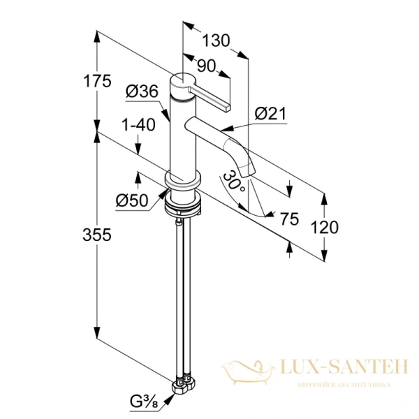 смеситель для раковины kludi nova fonte pura 200283915 без донного клапана, черный матовый
