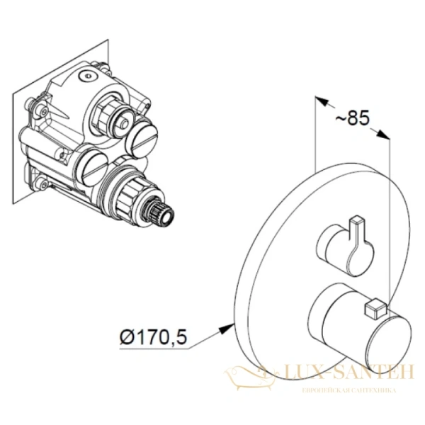 термостат kludi nova fonte puristic 208303915 для ванны, черный матовый