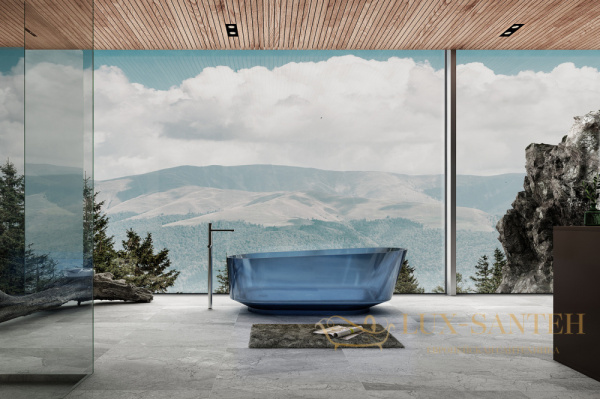 ванна свободностоящая прозрачная abber kristall at9706saphir, 170х80х58h см, синий глянцевый