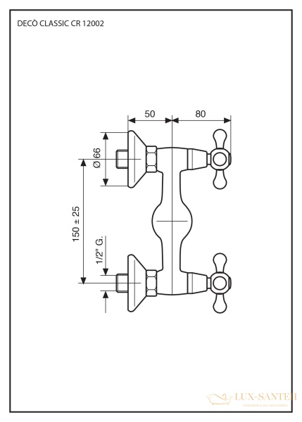 смеситель emmevi deco classic 12002/bo для душа, белый-золото