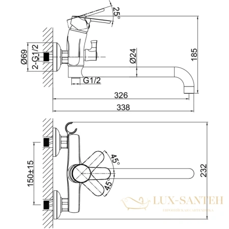 смеситель d&k rhein.marx da1393301 для ванны, хром